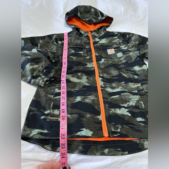 Carhartt | Youth 7-8 (Small) | Rain Wind Breaker Camo Orange Mesh Liner Ripstop - Picture 2 of 9